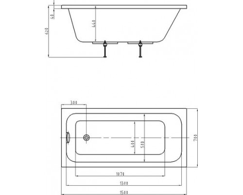 Ванна Мия прямоугольная 15070 см MIY150-0000001