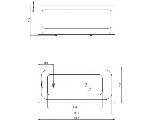 Ванна Мия прямоугольная 15070 см MIY150-0000001