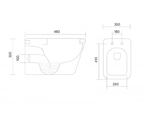 AQ1911-00 Унитаз подвесной безободковый AQUATEK ДЕЛЬТА 480 x 350 x 320 мм + тонкое сиденье с механизмом плавного закрывания AQ1911-00