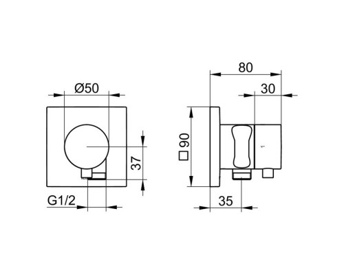 59557011202 IXMO Запорный вентиль с переключателем на 2 потребителя, с держателем лейки, подходит к внутренней части арт. 59556000170, хром 59557011202