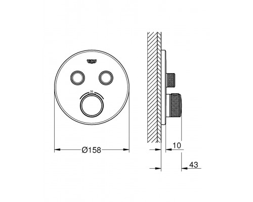 29507KF0 Grohtherm SmartControl Термостат для встраиваемого монтажа на 2 выхода, фантомный чёрный 29507KF0
