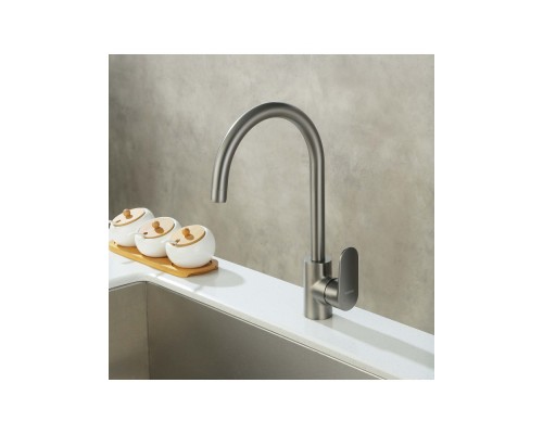 AQ1882BGM НИКА смеситель для кухни (полукруглый излив), оружейная сталь AQ1882BGM