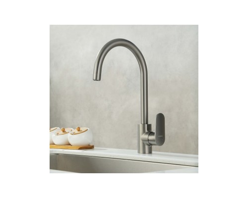 AQ1882BGM НИКА смеситель для кухни (полукруглый излив), оружейная сталь AQ1882BGM
