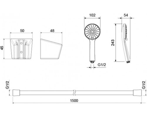 AQ2032CR БЕТТА душевой набор 100 3 jet AQ2032CR