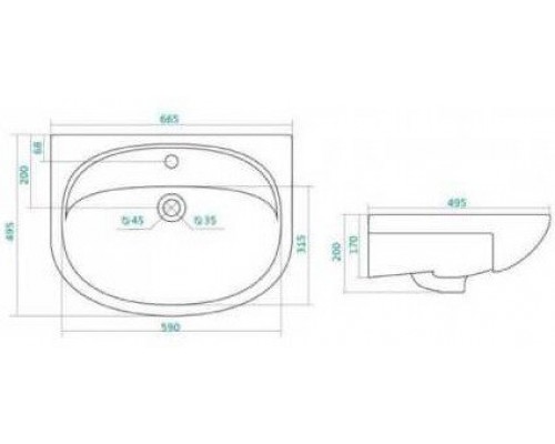 1.WH11.0.174 СТЕЛЛА умывальник 65 см 1.WH11.0.174