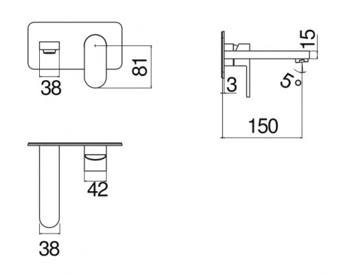 UP94198CR UP смеситель для раковины настенный (внешняя часть) UP94198CR