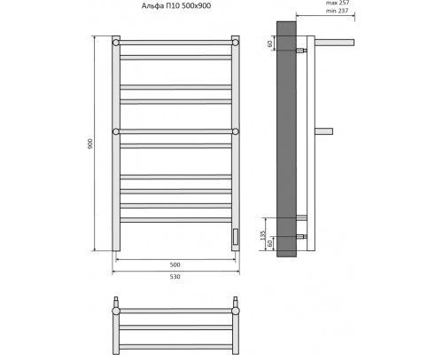 Альфа П10 500х900 электрический (quick touch) Полотенцесушитель Aquatek AQ EL RRP1090CH