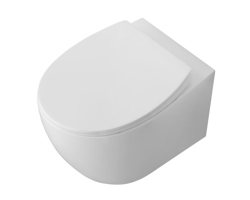 AQ1582T-00 СИРИУС Унитаз подвесной TORNADO безободковый 520360350, тонкое сиденье с механизмом плавного закрывания, крепеж AQ1582T-00