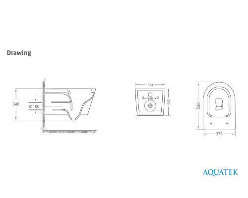 AQ1582T-00 СИРИУС Унитаз подвесной TORNADO безободковый 520360350, тонкое сиденье с механизмом плавного закрывания, крепеж AQ1582T-00