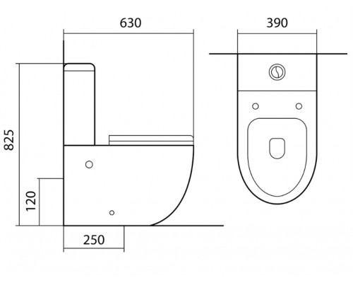 AQ2903-00 ЕВРОПА Унитаз напольный безободковый с бачком 630390825мм, горизонтальный выпуск, тонкое сиденье с механизмом плавного закрывания, крепеж AQ2903-00