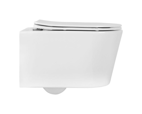 AQ1365T-00 ОБЕРОН Унитаз подвесной безободковый 531360344мм смыв TORNADO, тонкое сиденье с механизмом плавного закрывания, крепеж AQ1365T-00
