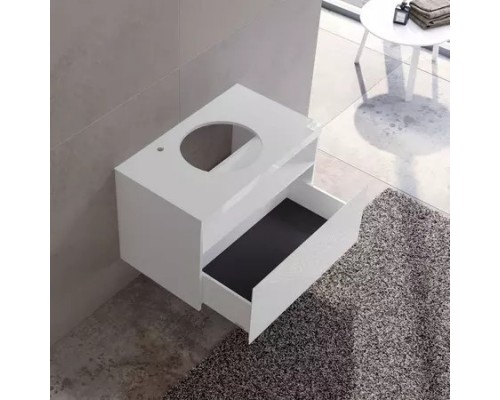 32864300100 STAGELINE Тумба под умывальник 800x550x490mm,1 ящик,oтверстие под смеситель слева,с освещением,pозеткa и USB,пластиковый сифон,цв.белый 32864300100