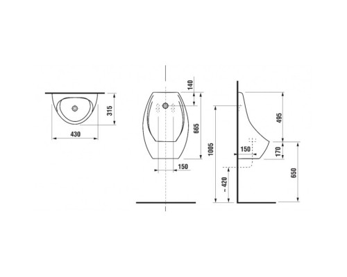 ZRU9310181 ACCESS писсуар с ИК сенсором задний подвод воды ZRU9310181