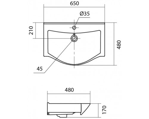 1.WH30.2.501 БЕВЕРЛИ умывальник 65 см 1.WH30.2.501