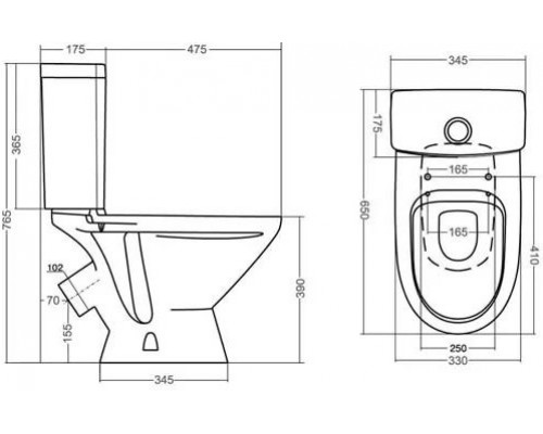 1.WH30.2.197 ЛИГА унитаз-компакт диагон.выпуск, антивсплеск,2 режима, сиденье полипропилен 1.WH30.2.197