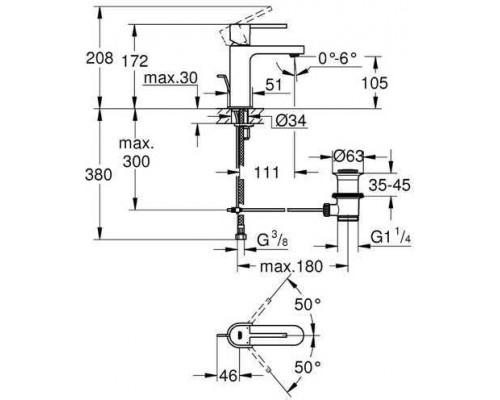 32612003 Plus Смеситель однорычажный для раковины, со сливным гарнитуром, S-Size, хром 32612003