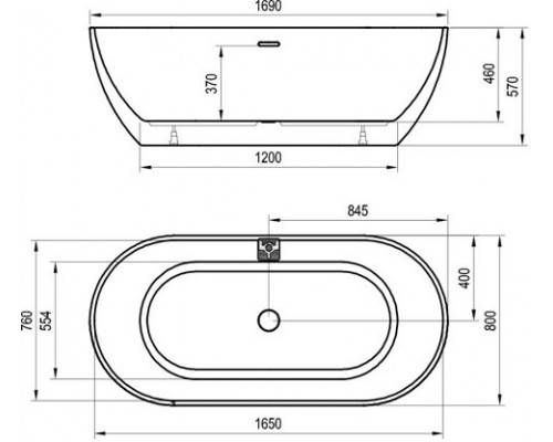 Ванна FREEDOM 1690х800 белая отдельностоящая (включает слив) XC00100020