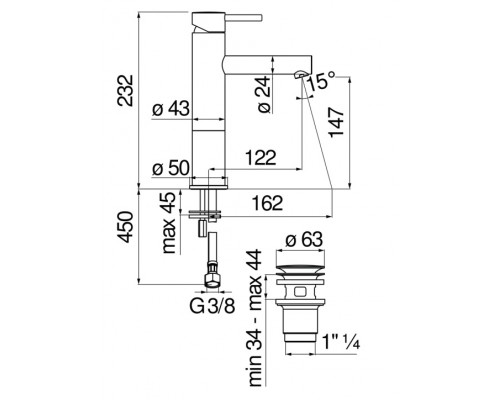 LV00458/2CR LIVE смеситель для раковины LV00458/2CR