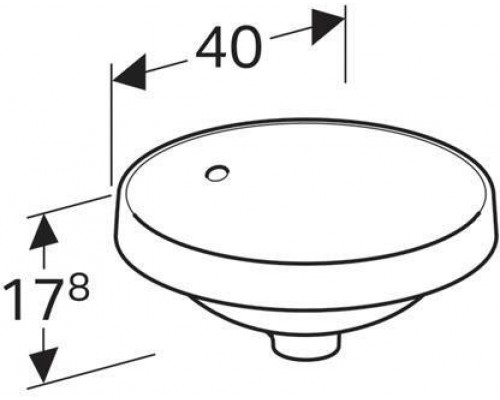 500.700.01.2 Geberit VariForm Раковина встраиваемая в столешницу круглой формы, D=40 см, без отв. под смеситель, с отв. перелива 500.700.01.2