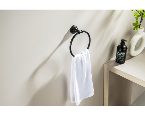 AQ4512MB КЛАССИК полотенцедержатель кольцо, матовый черный AQ4512MB