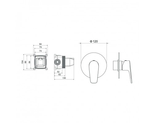 AQ1166CR БЕТТА смеситель для душа 1 режим (внешняя и скрытая часть) AQ1166CR