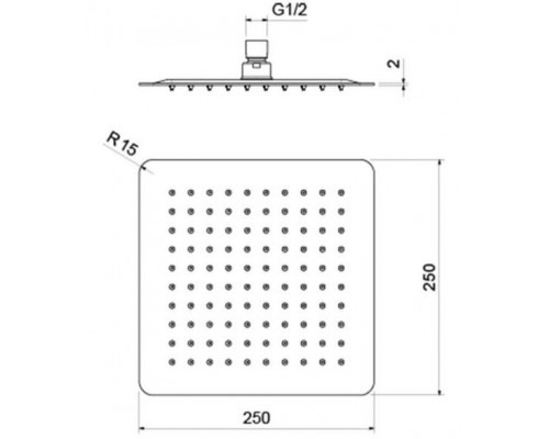 AQ2072CR квадратный верхний душ 2502502 мм AQ2072CR
