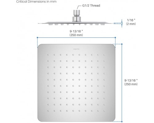 AQ2072CR квадратный верхний душ 2502502 мм AQ2072CR