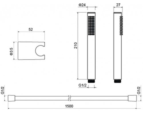 AQ2034CR ЕВРОПА душевой набор 1jet AQ2034CR