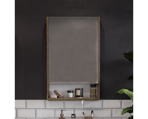 1A252102SDZ90 Зеркальный шкаф Сканди 55 Белый/Дуб Рустикальный 1A252102SDZ90