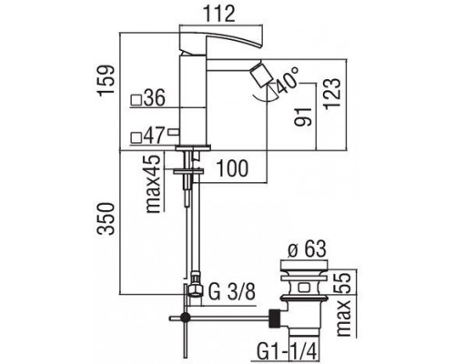 RY00119/1CR RAY смеситель для биде RY00119/1CR