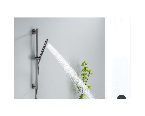 AQ2012BGM ЕВРОПА душевой гарнитур 1jet 65 см, оружейная сталь (шлиф. черный хром) AQ2012BGM