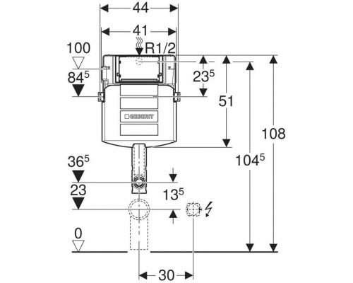 109.300.00.5 Смывной бачок скрытого монтажа Geberit Sigma 12 см, 6/3 литра 109.300.00.5