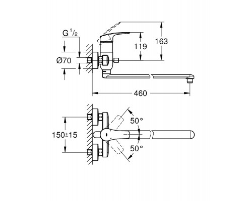 23992003 Eurosmart Смес.мультифункц-й д. ванны и раковины, хром 23992003