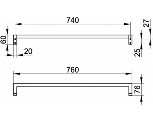 19101010800 EDITION 90 Square Полотенцедержатель 800 мм, хром 19101010800