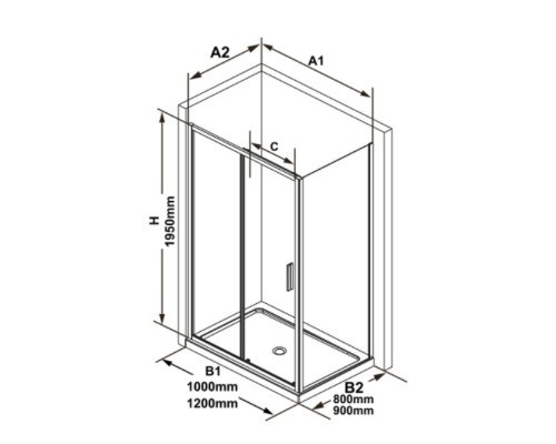 BLSPS-80 черный+Transparent, неподвижная стенка X9BM40300Z1