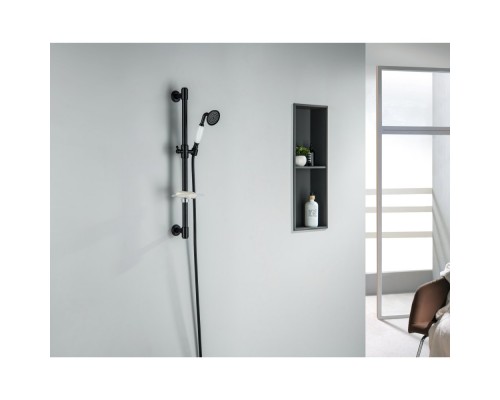 AQ2020MB КЛАССИК душевой гарнитур 1jet 65 см, матовый черный AQ2020MB