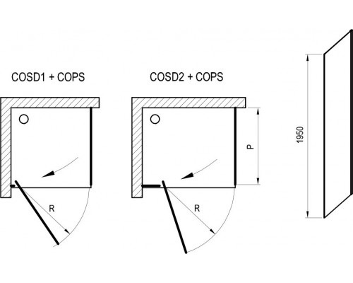 COPS-90 хром + Транспарент, душевая стенка X9VV70A00Z1