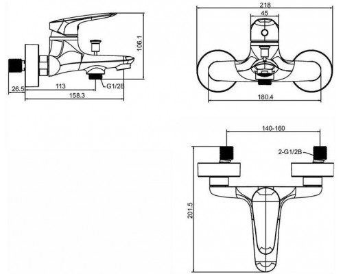 E32909-CP ELITE смеситель для ванны E32909-CP