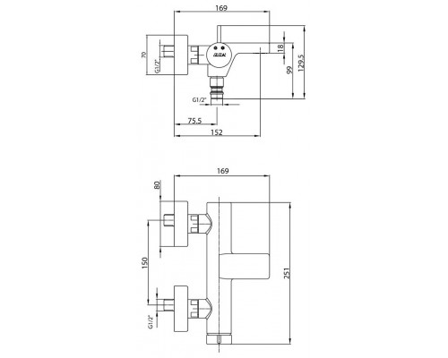 102102477HEX PURITY смеситель для ванны 102102477HEX