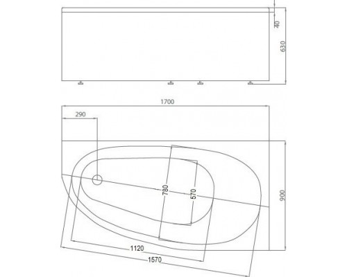 Ванна Дива 17090 правая DIV170-0000003