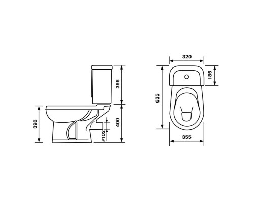 40355110402 Унитаз-компактИридаСтандарт/ синий, нижний подвод воды, горизонтальный выпуск (старый арт. 40355130402) 40355110402