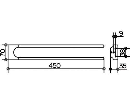 12718010000 COLLECTION MOLL Полотенцедержатель двойной, неповоротный, вылет 450 мм, хром 12718010000