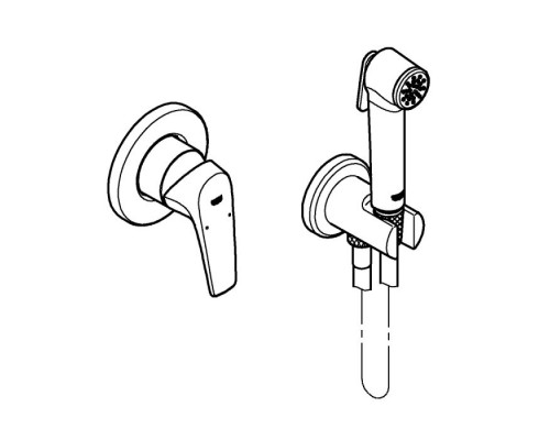 29328000 BauFlow Готовый комплект для гигиен душа: встраиваемый смеситель, гигиен душ со шлангом и держателем, хром 29328000