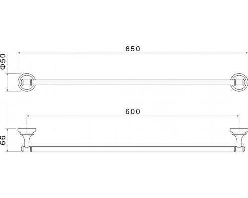 AQ4514MB КЛАССИК полотенцедержатель 600 мм, матовый черный AQ4514MB