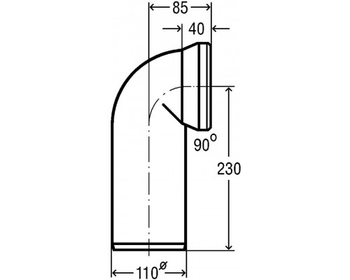 100551 Oтвoд (соединительный патрубок) 90° с манжетным уплотнением, D=100 мм, пластик, альпийский белый, модель 3811 100551