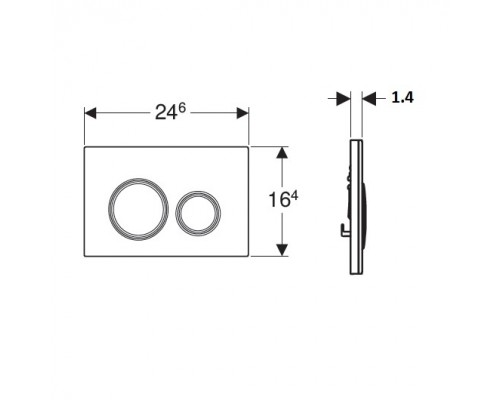 115.884.SJ.1 Смывная клавиша Geberit Sigma21, двойной смыв к 111.300/350/361/362/380/390/796 : стекло чёрное, глянцевый хром 115.884.SJ.1