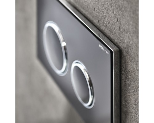 115.884.SJ.1 Смывная клавиша Geberit Sigma21, двойной смыв к 111.300/350/361/362/380/390/796 : стекло чёрное, глянцевый хром 115.884.SJ.1