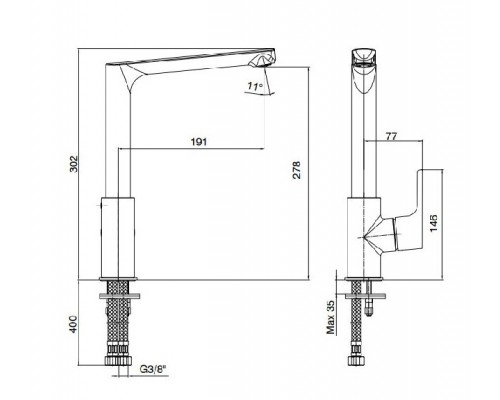 102818043EX LUNA смеситель для кухни 278, золото 102818043EX