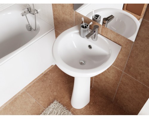 131112S0011B0 Умывальник Соната с переливом белый 540х485 1.3111.2.S00.11B.0