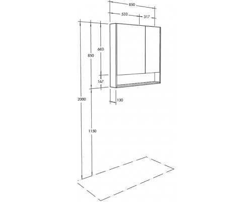 1A252302SDZ90 Зеркальный шкаф Сканди 90 Белый/Дуб Рустикальный 1A252302SDZ90
